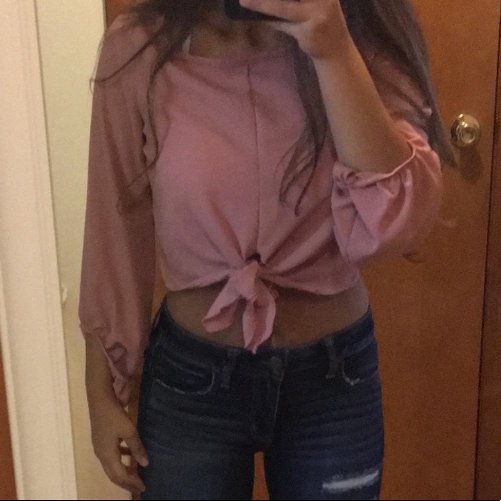 Fashion Nova Tie Waist Blouse - Picture 2 of 2